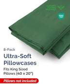 King Pillow Cases - 8 Pack Pillowcase Covers - 20" x 40" (Emerald Green) - Image 2