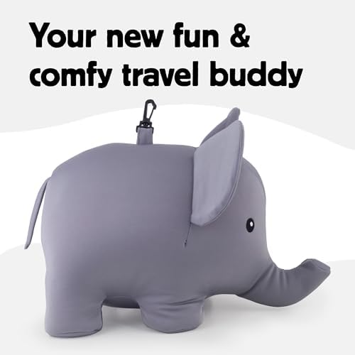 Kikkerland Zip & Flip Travel Pillow – Micro Bead Head Rest for Planes and Travel – Elephant - Image 3