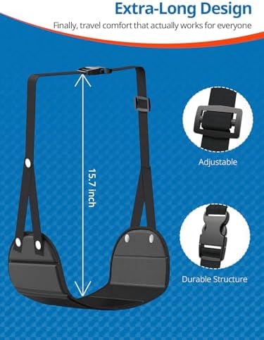 SARISUN Travel Pillows Combo with Chin Strap, and Airplane Foot Hammock for Long Flight, Travel Essentials, 360° Support Headrest, Stop Bobblehead, Foot Rest - Image 7
