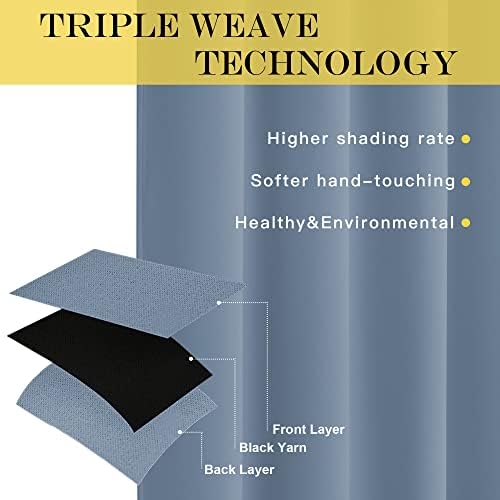 NICETOWN Blackout Sliding Glass Door Curtains, Room Darkening Thermal Insulated Curtains for Living Room Bedroom, Extra Wide Window Drapes, 1 Panel, W80 x L118, Stone Blue - Image 3
