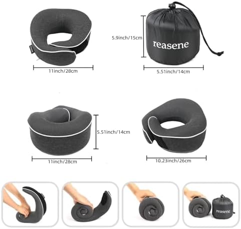 Memory Foam Travel Pillow,360° Support for Your Head,Neck,and Chin,Comfortable for Airlines,car,Office,Shcool and Home use,More Colors for Your Option (Dark Gray) - Image 2