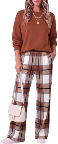 Two Piece Lounge Sets for Women Wide Leg Pant Matching Sets with Pockets - Image 3