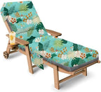 Outdoor Chaise Lounge Chair Cushion, 71 x 22 x 4.7 Inches Waterproof Chaise Lounge Cushions Replacement for Outdoor Furniture, Thickened Non-Slip Patio Lounge Chair Cushions, Cyan Floral leaf by Tycdiose