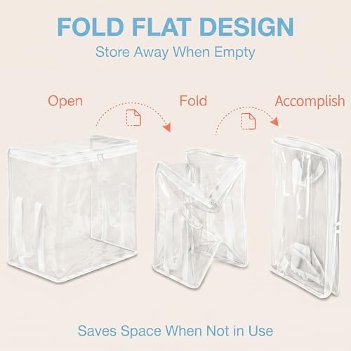 Clear Storage Bins with Lids, Plastic Storage Boxes and Closet Organizers for Under Bed Toy Storage, Foldable Moving Bags for Packing Clothes (White-8PCS, Large: 15 x 9.5 x 12.6 in) - Image 5