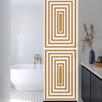 Window Privacy Film Frosted, Burnt Orange Geometric Reusable Static Cling Window Tints, Square Minimalist Modern Heat Control Windows Films for Offices, Balcony, 29.5 x 118 Inches - Image 3