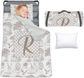 Personalized Toddler Nap Mat for Boys, Custom Name Kids Sleeping Mat for Preschool, Daycare Cot Nap Mat with Corner Straps, Roll-Up Slumber Mat with Soft Blanket & Pillow by YISMEET