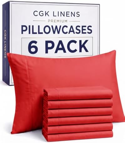 King Standard Pillow Cases - 6 Pack Pillowcase Covers - 20" x 36" (Red) by CGKUnlimited