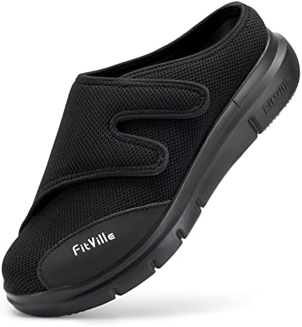 FitVille Orthopedic Slippers for Men with Arch Support, Extra Wide Slip-On Design for All-Day Comfort Ideal for Diabetes, Neuropathy, Swollen Feet & Lymphedema by WorldsPremiumComfortableShoes