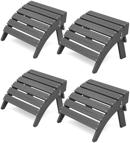 KINGYES Folding Adirondack Ottomans Set of 4 for Adirondack Chair, Grey by KINGYES