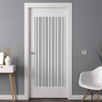 Window Privacy Film Frosted, Grey Striped Non-Adhesive Static Cling Window Tint, Modern Farmhouse Vertical Stripes Insulated Windows Frosted Films for Living Room, 35.4 x 78.7 Inches - Image 3