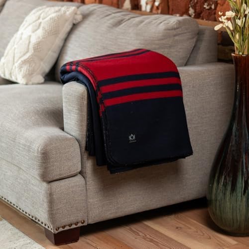 Arcturus Rainier Wool Throw Blanket – 50"x60" Throw for Sofa or Bed – Classic Heritage Striped Design – Perfect for Cozy Home Decor & Outdoor Fire Pits (Lava Canyon) - Image 6