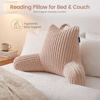 Reading Pillow for Sitting up in Bed, Adjustable Memory Foam Bed Rest Pillow, Wide-wale Plush Cover Machine Washable, Neck Back and Lumbar Support Pillow-Pink - Image 5