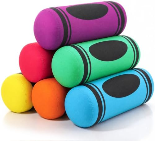 SiliFine 6pcs Crayon School Pillow 15x5.5 Back to School Reading Corner by SiliFine