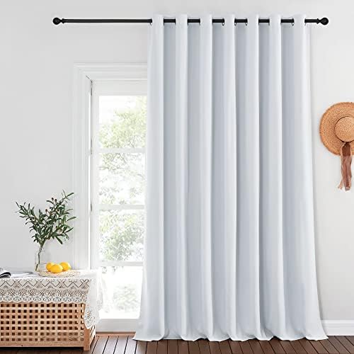 NICETOWN Patio Door Curtain Room Darkening for Bedroom, Grommet Light & Heat Blocking Room Divider Curtain Panel Window Drape for Patio/Livingroom, Greyish White, W100 x L144, 1 Panel by NICETOWN