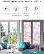 Window Privacy Film Frosted, Pink Yellow Palm Trees Tropical Reusable Static Cling Window Tints, Summer Beach Botanical Heat Control Windows Films for Offices, Balcony, 29.5 x 118 Inches - Image 6