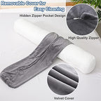 1 MIDDLE ONE Body Pillow for Adults, Bolster Pillow with Removable Velvet Cover, Long Round Cervical Roll Pillow, 35 x 7.87 Inches, Grey - Image 4