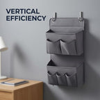 2 Pcs Wall Hanging Organizer with 4 Hooks, Oxford Fabric Over the Door Organizer, Multi Layer Mesh Pockets for Bedside Dormitory Bedroom, Space Saving Storage Bag for Books Electronics Grey - Image 6