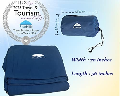 BlueHills Ultra Compact Travel Blankets Value Pack of 3 - Airplane Traveling Essentials Soft Flight Blanket Throw in a Bag Travel Gift – Peacock Teal, Black and Navy Blue - Image 4