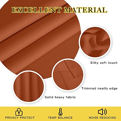 NICETOWN Burnt Orange Blackout Curtains for Bedroom/Living Room 132 Inch Length - Thermal Insulated Room Darkening Grommet Top Window Curtains (100 by 132 - Inch, 1 Panel) - Image 2