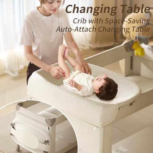 4-in-1 Pack and Play with Bassinet Bedside Sleeper for Baby Playard - Image 4