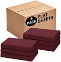 CULVE Bulk Twin Microfiber Flat Sheets Only, 6 Pack (66x96,Burgundy) by Culve