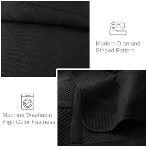 Exclusivo Mezcla 3-Piece California King Size Quilt Bedding Set, Black - Image 5