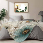 Teal Floral Tulip Throw Blanket, Vintage Botanical Flowers Fluffy Soft Blankets for Couch Bed Travel, Butterfly Plush Microfiber Striped Flannel Blankets, Lightweight Sofa Retro Blankets 32"x48" - Image 4