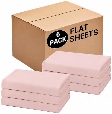 CULVE Bulk Full Microfiber Flat Sheets Only, 6 Pack (81x96,Pink) by Culve