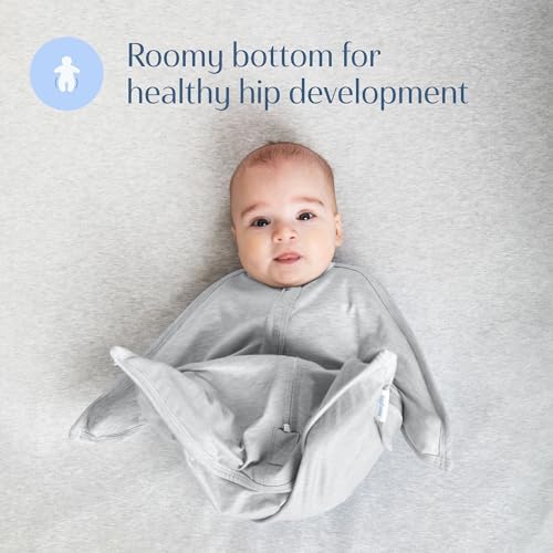 SleepingBaby Zipadee-Zip Transition Swaddle - Cozy Baby Swaddling Blanket with Zipper Convenience - Roomy Wearable Blanket for Easy Diaper Changes - 6-12 Month - Recharge Silver Heather - Image 4