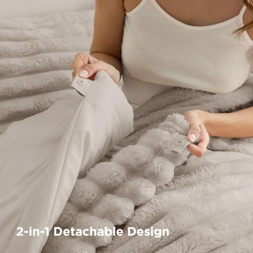 Bedsure 2-in-1 Comforter Set, Detachable Blanket, Beige Oversized King - Image 5