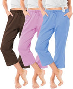 Sexy Basics Women's 100% Cotton Lounge Pants | Capri Style Pajama Sleep Bottoms | Drawstring & Pockets |Multi-Packs & Colors by SexyBasics