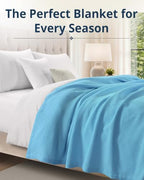 LANE LINEN Queen Blanket for Bed, 100% Cotton Waffle Weave - Sky Blue - Image 2