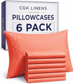 Queen Pillow Cases - 6 Pack Soft Pillowcase Covers - 20" x 30" (Coral) by CGKUnlimited