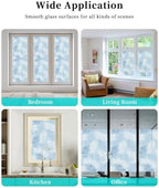 Window Privacy Film Frosted, Light Blue Botanical Reusable Static Cling Window Tints, Summer Palm Leaves Foliage Tropical Heat Control Windows Films for Offices, Balcony, 29.5 x 118 Inches - Image 7