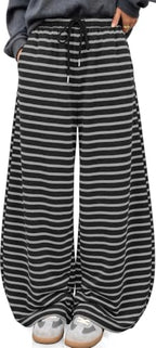 TARSE Women's Striped Barrel Pants Wide Leg Lounge Pants by TARSE