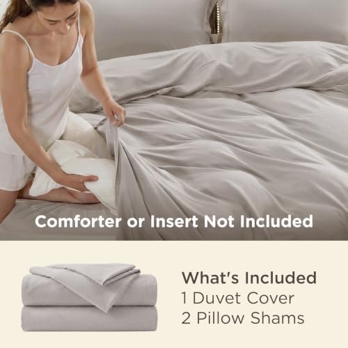Bedsure Duvet Cover King Size, Soft Double Brushed Bedding Set, 3Pcs, Taupe - Image 3