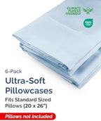 King Pillow Cases - 6 Pack Soft Pillowcase Covers - 20" x 40" (Sky Blue) - Image 2
