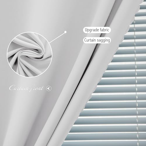 Blackout Curtains for Bedroom Sticky Curtain Blackout Window Cover Self Adhesive Curtains Rod No Drillng, 47" W X 71" L, Light Grey, 2 Panels - Image 6