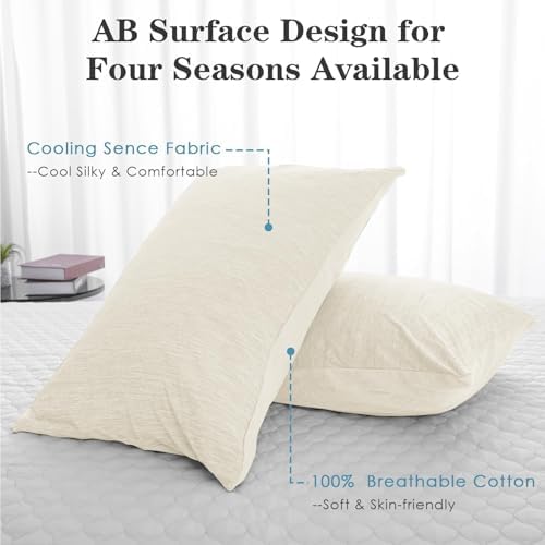 CHOSHOME Cooling Pillow Cases Zipper Pillow Covers Q-Max > 0.45 Zippered Pillowcases for Hot Sleepers, Soft, Breathable, Skin-Friendly, 4 Pack (Standard, 20"x26", Beige) - Image 2