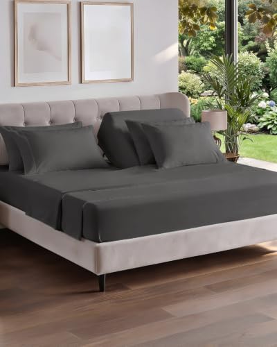 Flex Top Split Head King 6 Piece Sheet Set - Soft & Cooling - Charcoal by CGKUnlimited