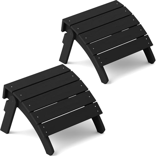 YEFU Folding Adirondack Ottoman Outdoor Set of 2, Black by YEFU
