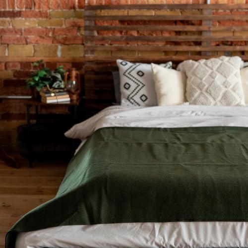Arcturus Tahoe Wool Bed Blanket | Soft, Breathable Wool Blanket for Year-Round Comfort - Queen Size (90"x 96") | Thick, Washable & Warm (Olive Green) - Image 3