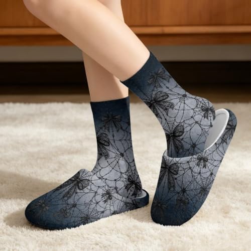 Jeiento Women's Fuzzy Slippers and Sock Set Warm Cozy Memory Foam House Shoes Soft Slip-on Slides Spa Slippers for Hotel - Image 3