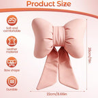 2 Pack Light Pink Bow Leather Car Headrest Pillow - Image 2