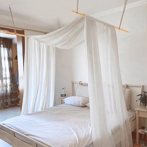 Bed Canopy for Girls, King Canopy Bed Curtains with bed frame Queen & Full Bed 59*255in White Tulle Canopy Bed Scarf,Sheer Bed Drapes,Twin Girls Canopy Bed Decor for Baby Crib,Kid Tent and Adult Beds by Comtelek
