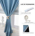 AJAZZ 100% Black Out Curtains Adhesive Blackout Temporary Curtain No Drilling Window Shade Blackout Curtains for Bedroom, Living Room, Kitchen, Home Office (Light Blue, 47" W X 84" L 1 Panel) - Image 2