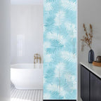Window Privacy Film Frosted, Blue Botanical Reusable Static Cling Window Tints, Summer Palm Leaves Foliage Tropical Heat Control Windows Films for Offices, Balcony, 29.5 x 118 Inches - Image 3