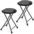 GYMAX Folding Stool, 18in Portable Collapsible Bar Stool with Handle & Steel Frame, 330lbs Sturdy Foldable Lightweight Metal Chair for Outdoor/Indoor Kitchen Home Bar, Assembly Free (Set of 2, 18inch) by GYMAX