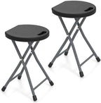 GYMAX Folding Stool, 18in Portable Collapsible Bar Stool with Handle & Steel Frame, 330lbs Sturdy Foldable Lightweight Metal Chair for Outdoor/Indoor Kitchen Home Bar, Assembly Free (Set of 2, 18inch) by GYMAX