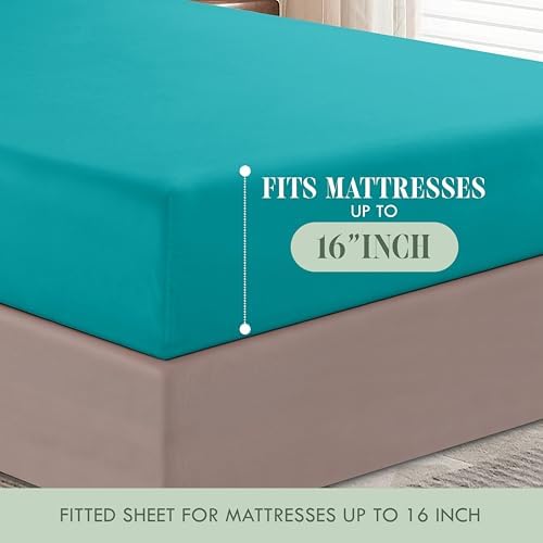 Elegant Comfort Luxurious Soft 1500 Thread Count Egyptian 6-Piece Premium Hotel Quality Wrinkle Resistant Coziest Bedding Set, Easy All Around Elastic Fitted Sheet, Deep Pocket, Full, Turquoise - Image 5